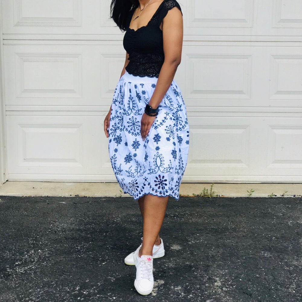 white handmade Embroidered Skirt small and medium